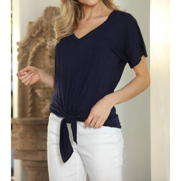NEW VERONICA M tee with front tie in navy - Picture 4 of 4